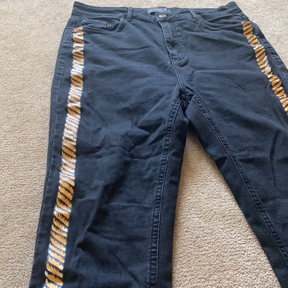 Black High Rise Skinny Jeans with Rope Detail - Picture 5 of 10